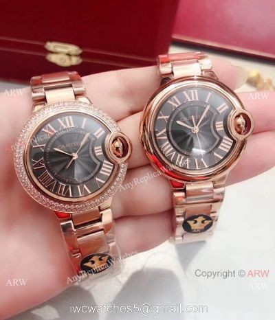 Japan Grade Cartier Ballon Bleu de Rose Gold Men Watch New Black face 1