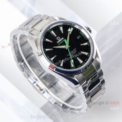 Swiss Replica Omega Seamaster Aqua Terra 150m VS Factory 8500 Watch Black Dial Green hand 1