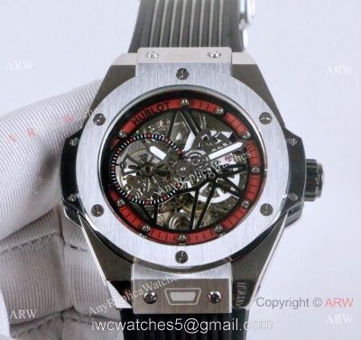 New Fake Hublot Geneve Big Bang Skeleton Watch Red Inner Rubber Strap 1