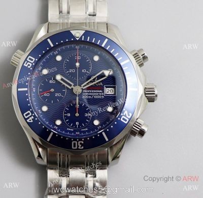 Swiss Omega Diver 300m James Bond Replica Watch SS Blue Wave Dial 1