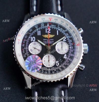 Swiss Replica Breitling Old Navitimer 7750 Watch Black Leather Strap 1