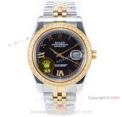 Swiss Grade 1 Rolex Datejust II 904L 2836 Watch 2-Tone Black Roman Dial 1