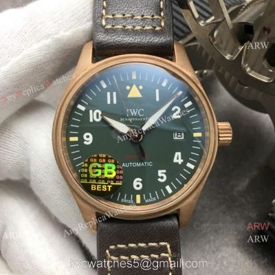 Super Clone IWC Big Pilots Spitfire Bronze Green Dial Watch Swiss 9015 1