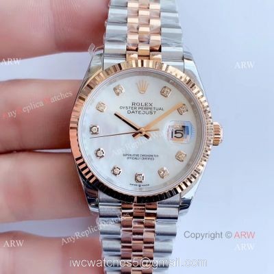 EW factory SWISS 3235 2 Tone Rose Gold Rolex Datejust 36mm Watch 1