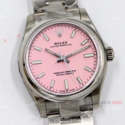 EW Factory 31mm Swiss Replica Rolex Oyster Perpetual Watch 316L Stainless Steel 277200 Candy Pink Dial 1
