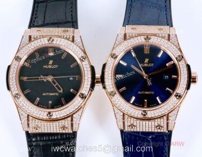 2019 Copy Hublot Classic Fusion Rose Gold Iced Out Watch 1