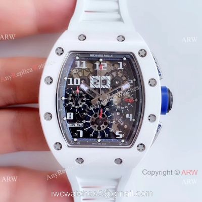 KV Factory Swiss 7750 Richard Mille RM 011-FM Polo Club Saint Tropez White Ceramic Watch Richard Mille AAA 1