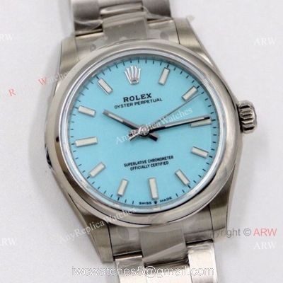 EW Factory 31mm Swiss Replica Rolex Oyster Perpetual Tif-fa-ny blue Dial Watch 1