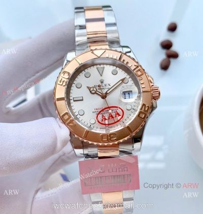 New Rolex Yachtmaster Rose Gold Replica Watch Silver Dial 1