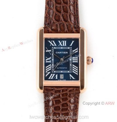 (ER) Cartier Tank Solo W5200027 Rose Gold Black Face Watch Swiss Grade 1 1