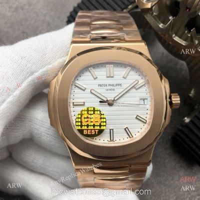 Swiss Grade Copy Patek Philippe Nautilus GBF CAL.324 Rose Gold White Dial Watch 1