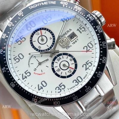 Copy Tag Heuer Carrera Cal 1887 Watch Stainless Steel White Face 1