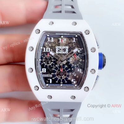 KV Factory Swiss Copy Richard Mille RM 011-FM Polo Club Saint Tropez Watch White Ceramic Gray Skeleton Dial 1