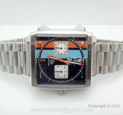 Tag Heuer Monaco Quartz Calibre 12 Replica Watch Stainless Steel Blue Red Dial 1