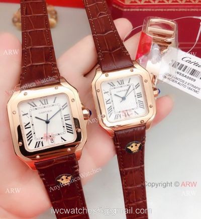 Clone Cartier Santos de Rose Gold Quartz Watch Japan Grade 1