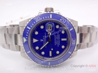 Swiss 3135 Movement Rolex Submariner Blue Ceramic Blue Dial Watch 1