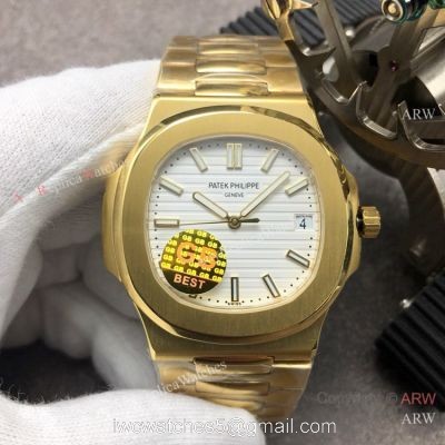 Swiss Grade 1 Copy Patek Philippe Nautilus GBF Swiss Cal.324 Yellow Gold Watch 1