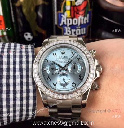 Rolex Daytona Ss Glacier Blue Watch Fake Rolex with Diamond Bezel 1