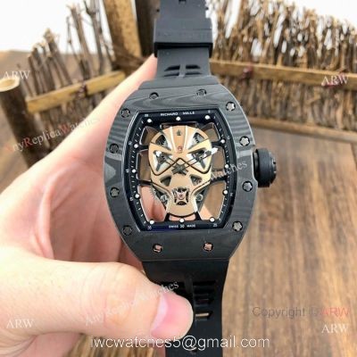 Swiss Quality Richard Mille RM52-06 Rose Gold SKULL Dial Watches Carbon Case 1