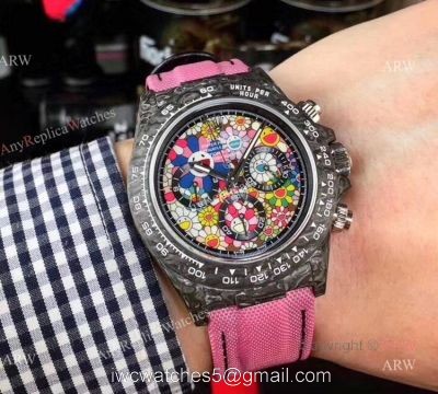 New Rolex Daytona 2020 Carbon Rolex Daytona Replica Watch with Pink Strap 1