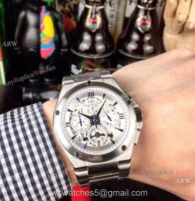 Fake IWC Aquatimer Chronograph Men Watches Stainless Steel White Face 1