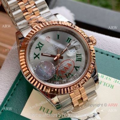 Upgraded Copy Rolex Jubilee Rose Gold Datejust II Watches Green Roman 40mm 1