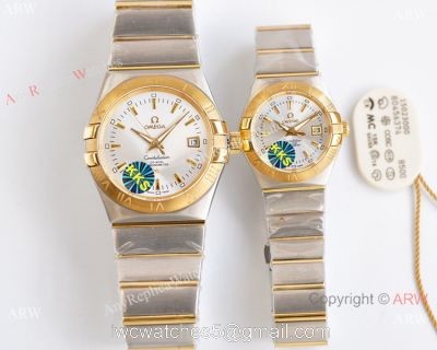 Swiss Quality Copy Omega Double Eagle Watches 2-Tone Silver Dial 38mm or 27mm 1