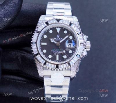 Swiss Grade Replica Rolex GMT Master ii GMT Rainbow Diamond Bezel Men Watches 1