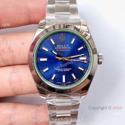 Noob Factory ETA2836 Rolex Milgauss Blue Replica Watch Stainless Steel Case 1