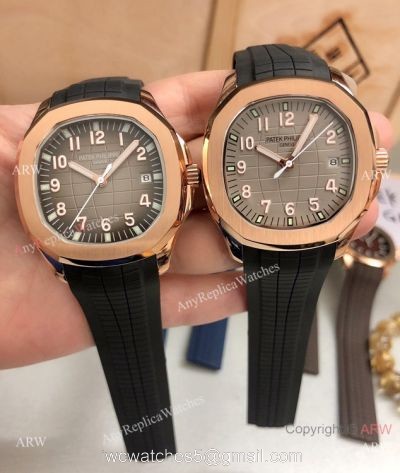 Copy Patek Philippe Geneve Aquanaut Rose Gold Gray Watches 40mm 1