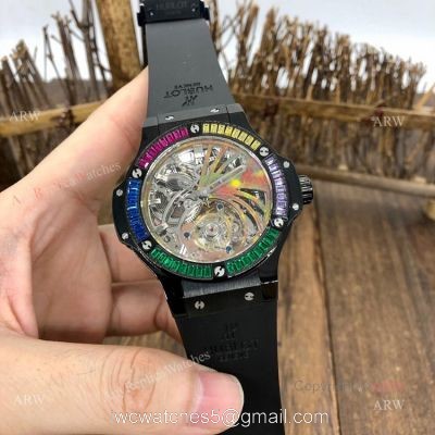 1:1 Swiss Replica Hublot Tourbillon Skeleton Big Bang Black Rainbow Watch 1
