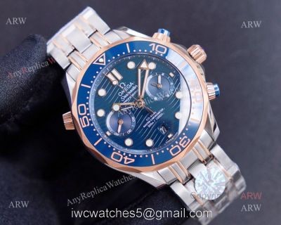(TW)Omega Seamaster Super Clone Diver 300m 904L Blue Chronograph Dial Watch 1