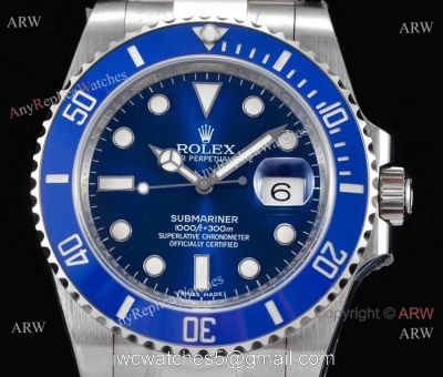 NOOB Factory V8 Version Swiss 3135 Rolex Submariner Smurf Blue Ceramic Replica Watch 1