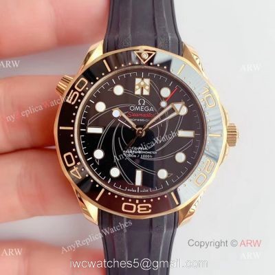 OM Factory Omega Seamaster Diver 300m 007 Limited Edition Black Rubber Strap Watch 1