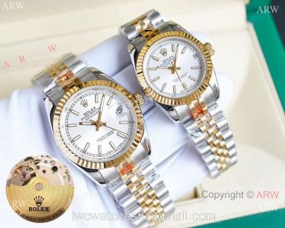 Replica Rolex Datejust Two Tone Lover Watches Siver Dial 1