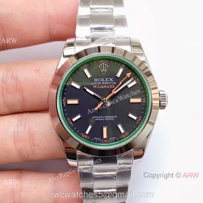 Noob Factory Swiss 2836 Rolex Milgauss 116400GV-72400 Black Dial Replica Watch 1