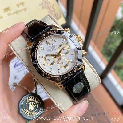 Knock off Rolex Daytona Watch Gold Case Black Ceramic Bezel Men Size 1