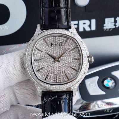 Swiss Grade Replica Piaget Diamond Watch Piaget Black Tie Diamond Watch 42mm 1