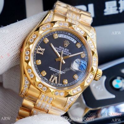 High Quality Rolex Day Date II Gold Iced Out Presidential Watches 41mm 1