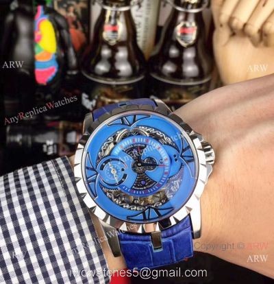 Copy Roger Dubuis Excalibur Quatuor Watches SS Blue Dial 1