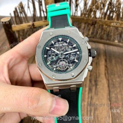 Knockoff Audemars Piguet Royal Oak Offshore Watches BlackGreen Rubber Strap 1