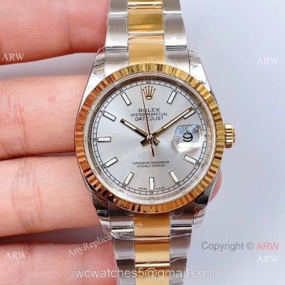 EW Swiss Replica Rolex Datejust 2-Tone Silver Dial Watch 36MM 1