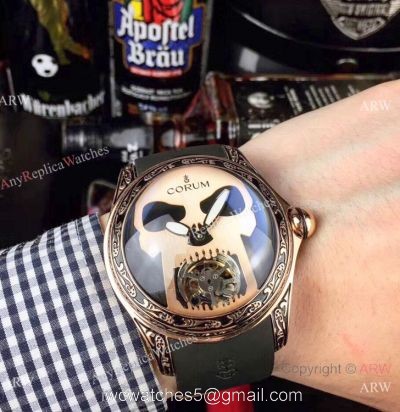 AAA Replica Corum Bubble Skull Watch Rose Gold &8216;Tattoo Rubber Strap 1