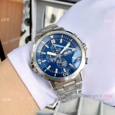 AAA Replica IWC Schaffhausen Aquatimer Ss Blue Dial Watches 43mm 1