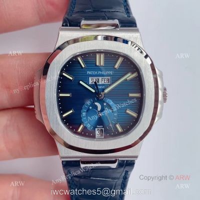 Swiss Replica Patek Philippe Nautilus Moon Phase Blue Dial Automatic Watch 1