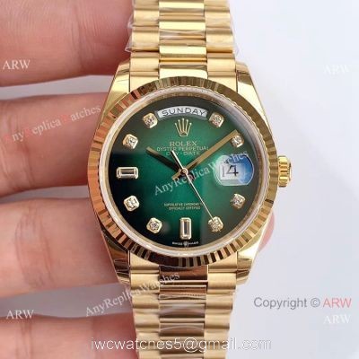 (EWF )Swiss Fake Rolex Presidential Day Date Green Dial Watch 3255 Movement 1