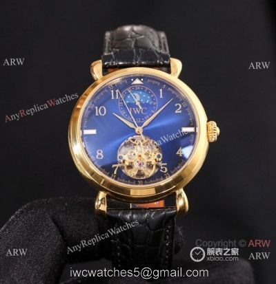 High Quality IWC Tourbillon Moonphase Blue and Gold Watches 1