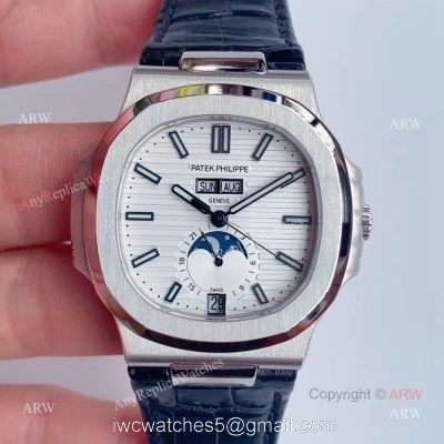Swiss Replica Patek Philippe Nautilus Watch For Sale White Dial Moonphase Watch 1