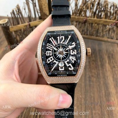 Copy Franck Muller Geneve Vanguard Diamond Watch Rose Gold Black Dial 1