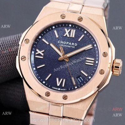 Swiss Replica Chopard Alpine Eagle Men Watch 41mm Blue Dial Rose Gold 1
